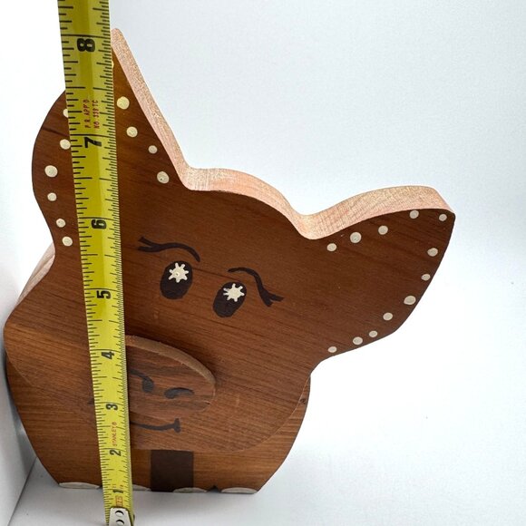 Wooden Pig Doorstop Vintage Handcrafted Handpainted Farmhouse Rustic Decor - Picture 3 of 10